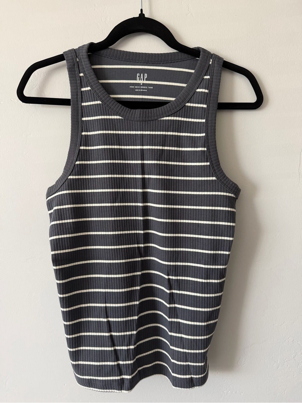 GAP Gray & White Striped Ribbed Tank